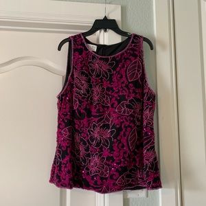 2x Sean Collection sleeveless silk beaded tank top